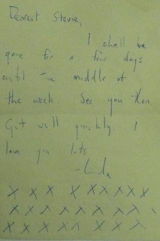 A letter Davie sent to boyfriend Stephen Lavender explaining she was going away for a few days.